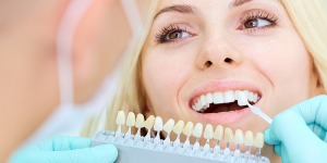 woman smiling in dental chair