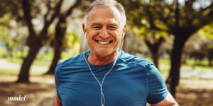 Senior Male Model with Dental Implants 